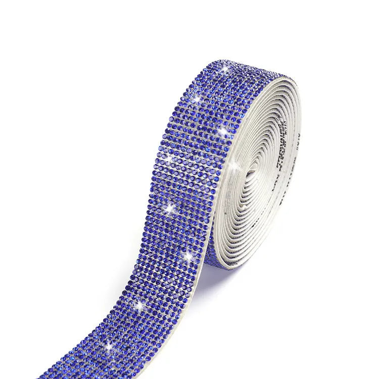 Self-adhesive electroplated glass water drill strip in long strip shape for clothing and shoe decoration