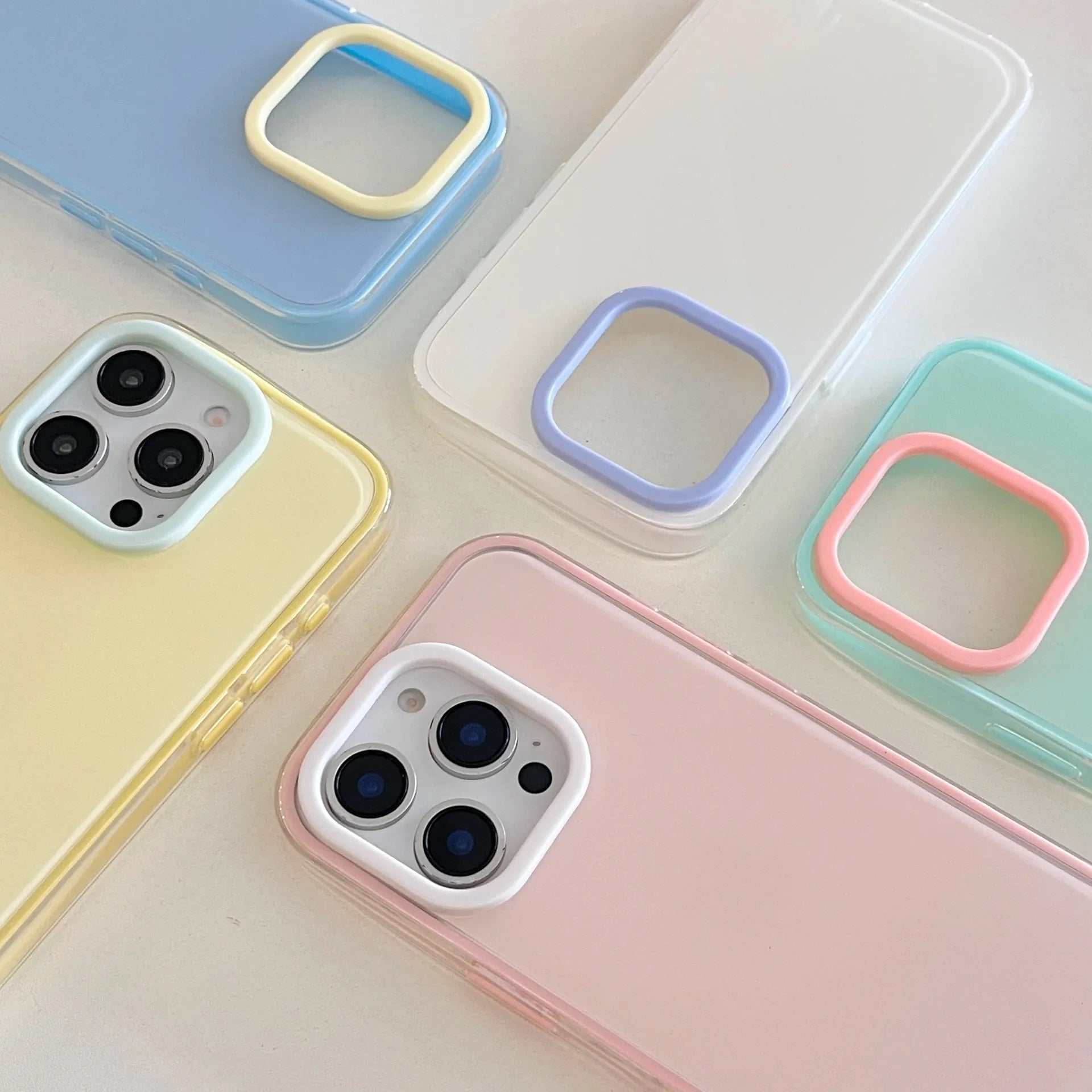 Translucent solid colour TPU jelly phone case for iPhone on a white background.