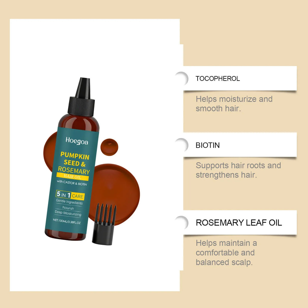Rosemary hair care essential oil 100ml bottle with pointed applicator tip and hair comb
