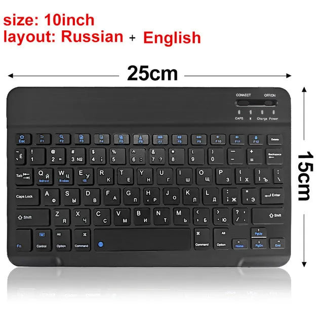 Mini Bluetooth wireless keyboard in black or white colour with 10-metre range and 44-hour battery life