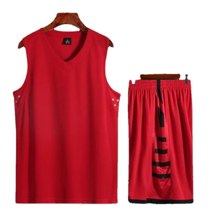 Black and white basketball training sports vest set with trousers for student campus competitions