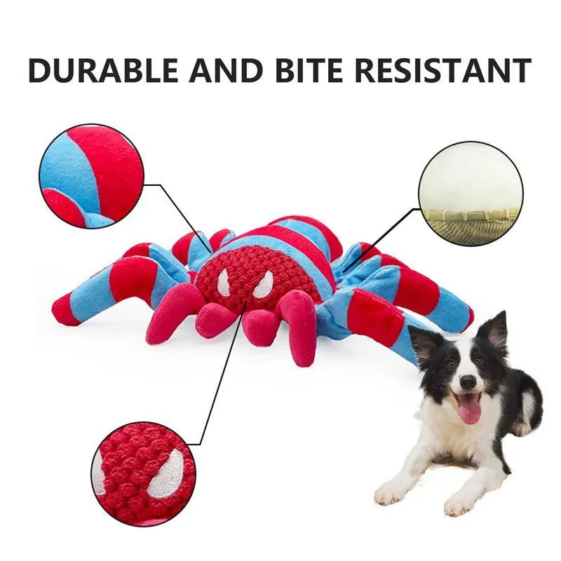 Red plush teddy bear dog toy for medium and large breeds, designed for bite-resistant chewing and teeth cleaning.