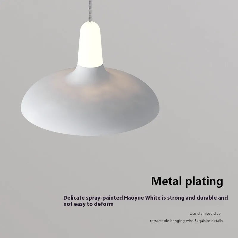 Adjustable Nordic pendant light in moon white or obsidian black with lifting mechanism