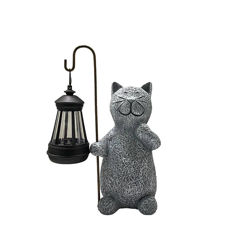 Solar garden lamp with kitten lifting design for outdoor gardens with IP44 waterproof rating