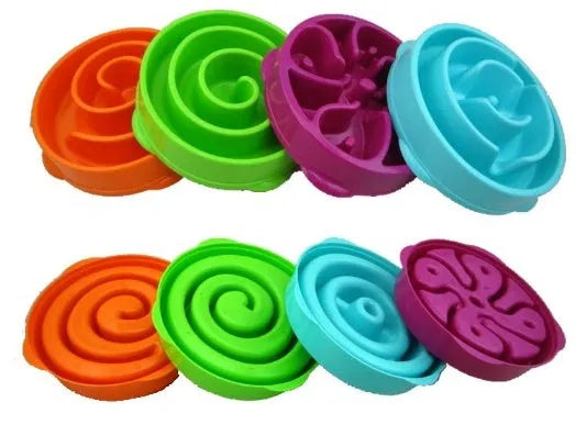 ABS slow feeder dog bowl 28x28x5cm in blue with puzzle interior for small to large dogs