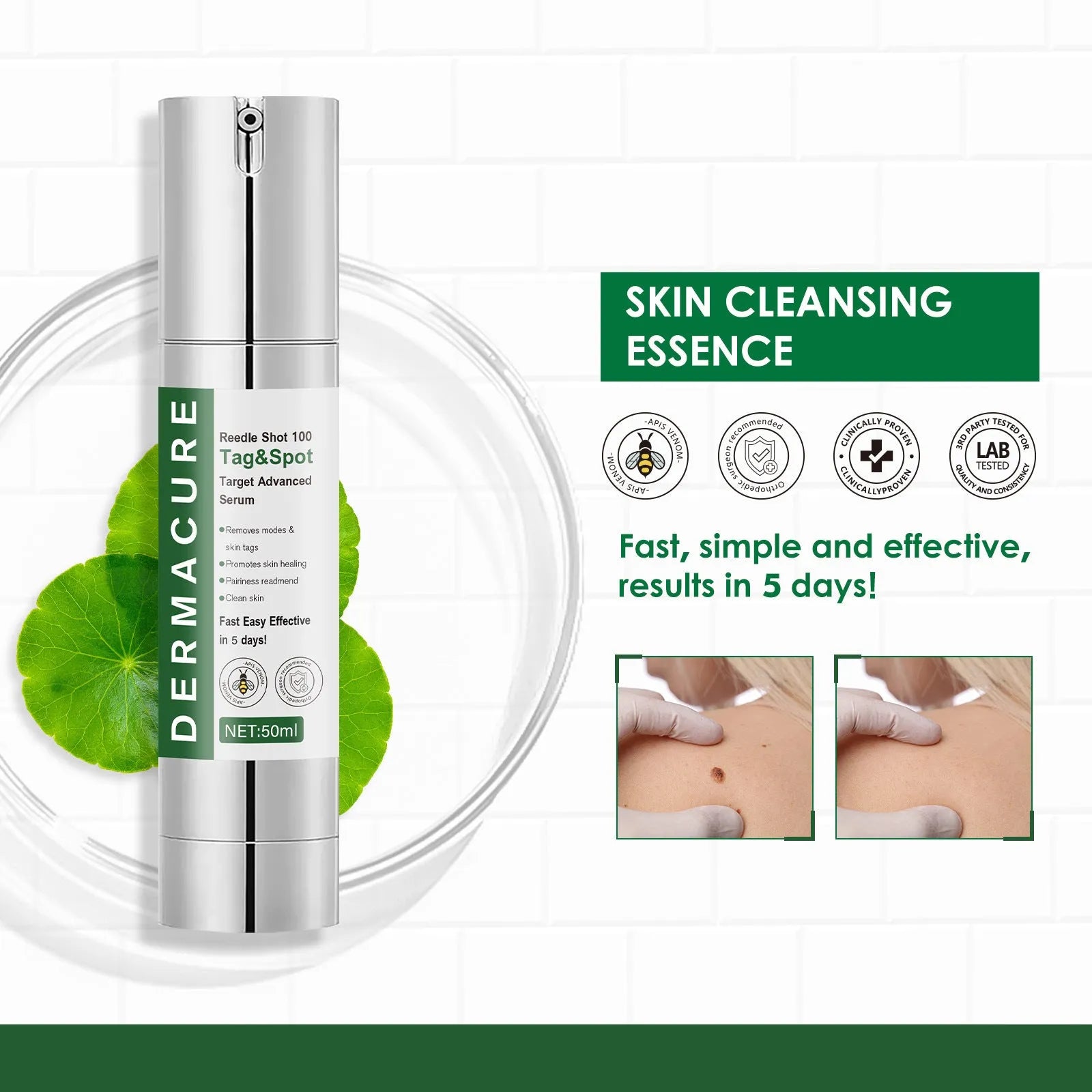 50ml bottle of non-standard gentle facial care solution with three-year shelf life