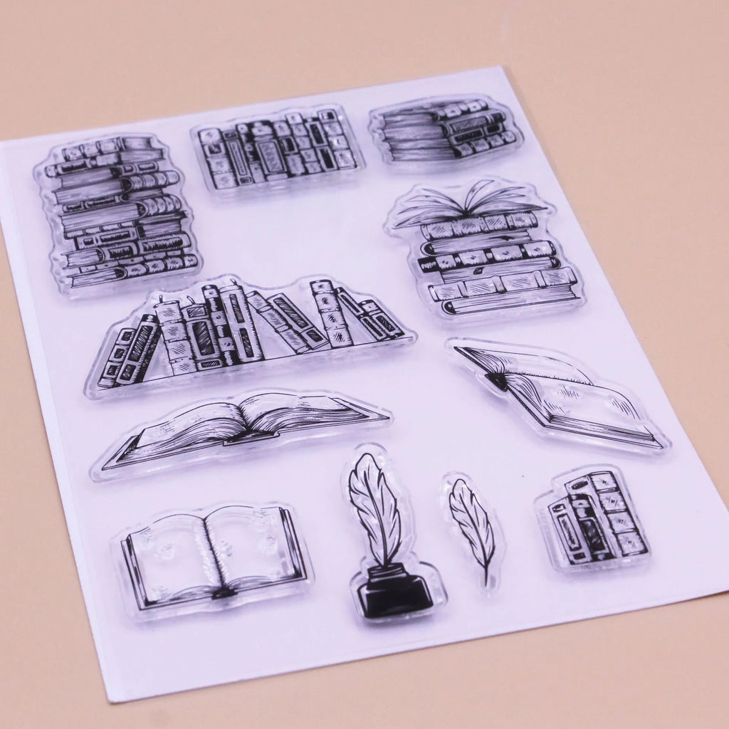 Transparent silicone stamp with white seal pattern measuring 11 by 16 cm for craft projects