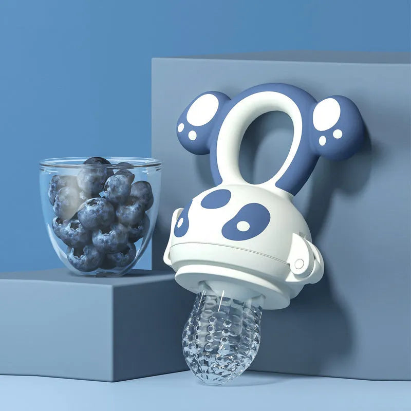 Baby food feeder fruit pacifier in Quiet Blue, made from polypropylene silicone resin, for babies over 3 months