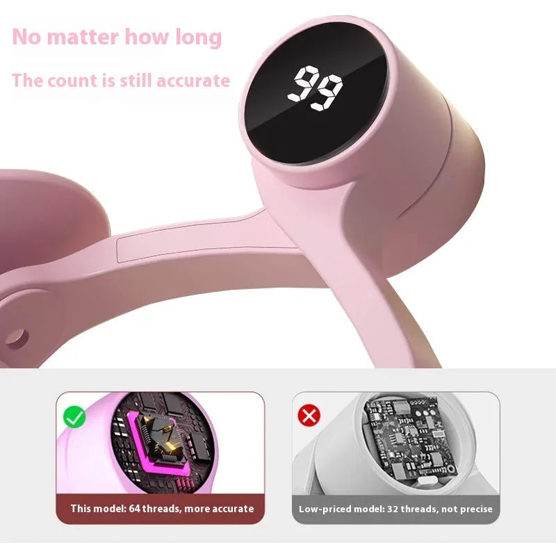 Pelvic floor muscle trainer with three resistance levels in pink colour variant