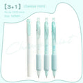 Four double-headed fluorescent calligraphy pens with 0.5mm tips for student practice.