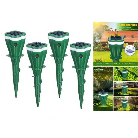 Outdoor solar energy rat and snake repellent spiral inserted in garden soil