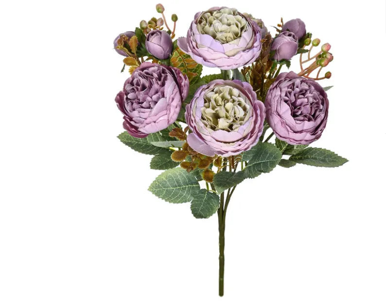 Silk artificial peony bouquet arrangement in champagne colour for wedding or home decoration