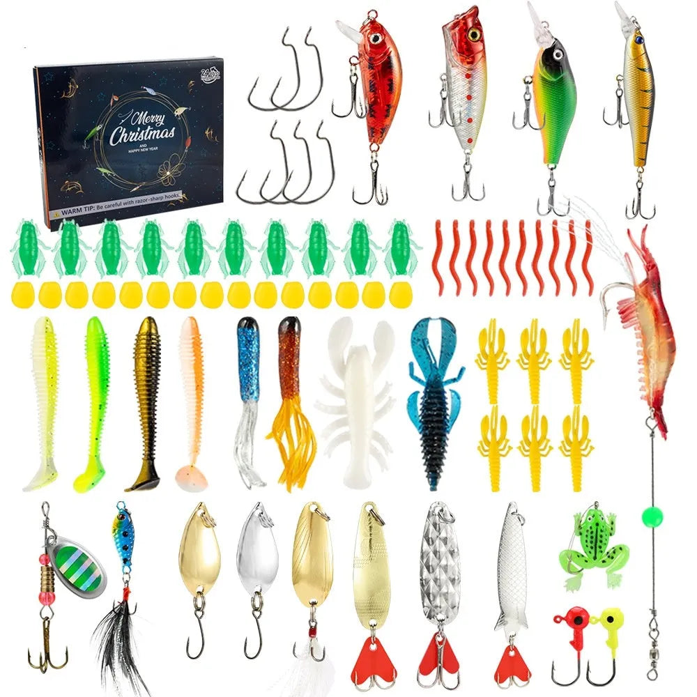 24-piece Christmas mino bog fishing blind box set with metal components in style 01 colour.