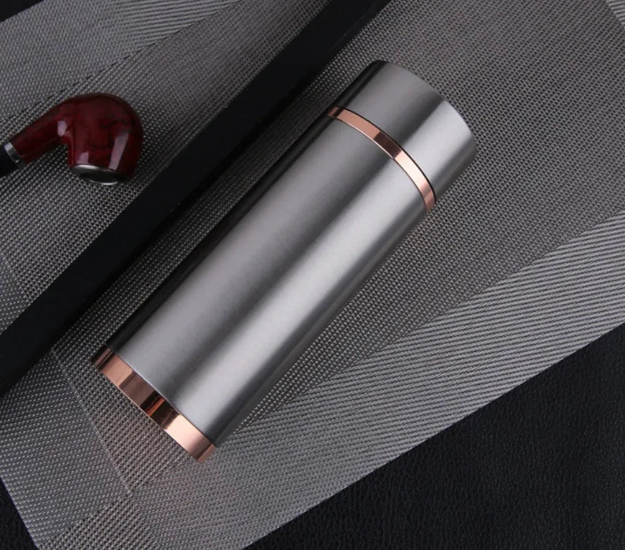 Gold 380ml stainless steel vacuum insulated thermo mug with straight cup design