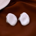 Silver Needle White irregular acrylic earrings for women, handmade drop style