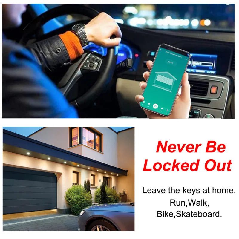 Black plastic Wi-Fi garage door controller with USB port for smart remote control