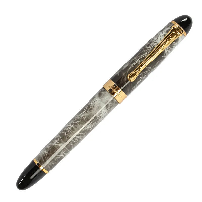 Metal water-based pen with 0.5mm fine nib showing seven colour variations including marble blue and dark green