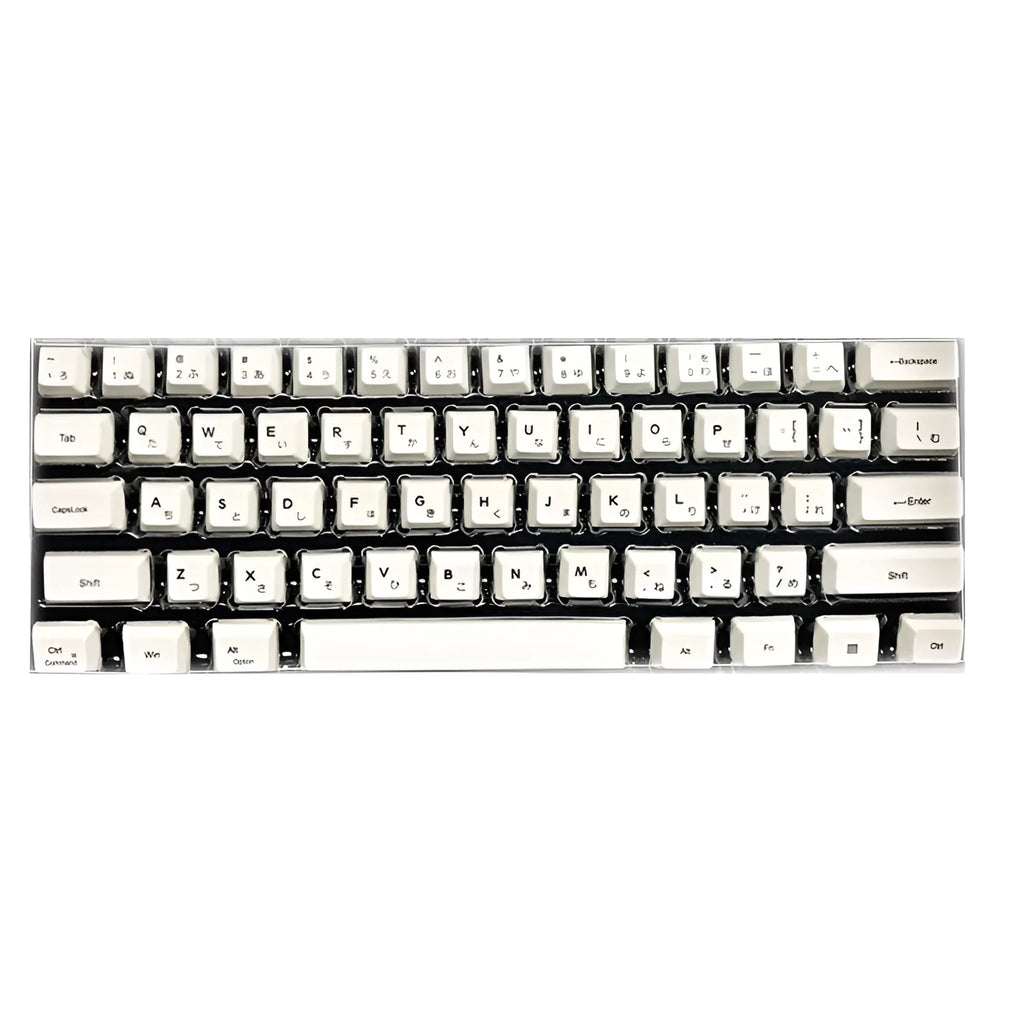 White Japanese PBT keycap full set with 100 keys and sublimation printing for mechanical keyboards.