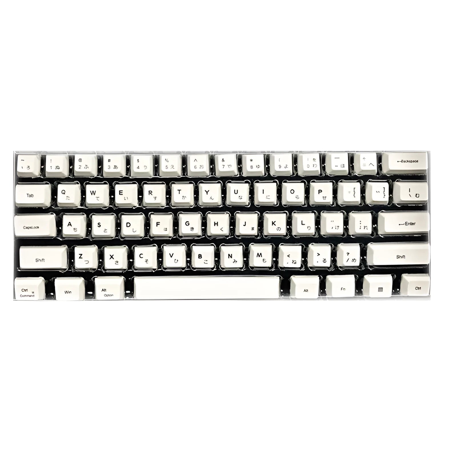 White Japanese PBT keycap full set with 100 keys and sublimation printing for mechanical keyboards.