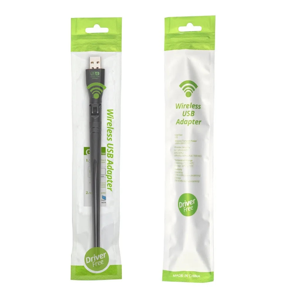 Black USB WiFi6 wireless network card with compact design for computer connectivity