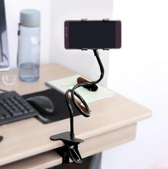 Black flexible phone holder with 70cm long arm and V-type clip for smartphones