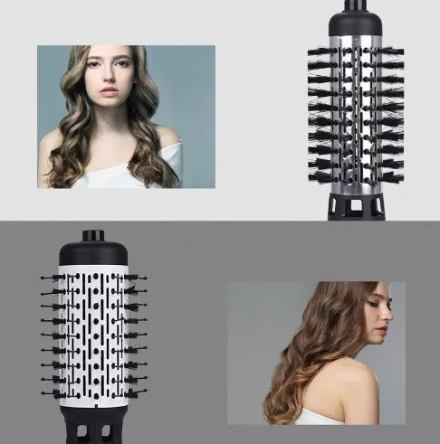 Red 2 in 1 hair dryer rotary brush styling tool with 3-speed control and 360-degree plug