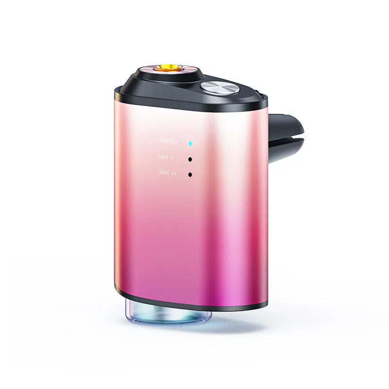 Black car aromatherapy smart fragrance diffuser with ocean scent bottle next to it