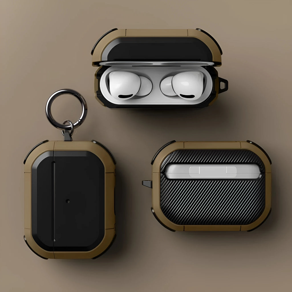 AirPods protective shell in multiple colours showing TPU and PC construction for AirPods 1, 2 and Pro models