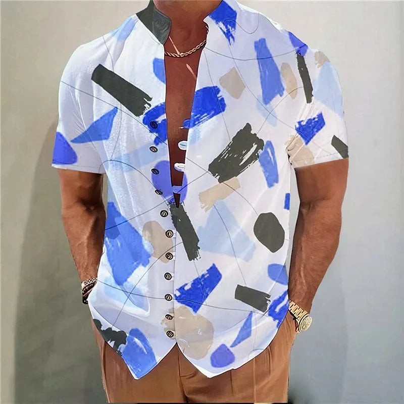 Youth geometric 3D printed floral pattern cardigan shirt in chemical fibre blend fabric