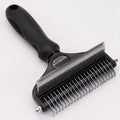 Two-in-one pet hair unknotting comb with dense and sparse teeth in black, blue, and pink - small and large sizes
