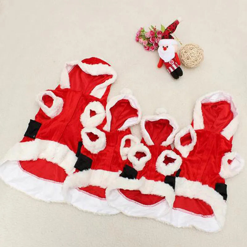 Red plaid acrylic Christmas dog vest and skirt set for small dogs in sizes XXS to L