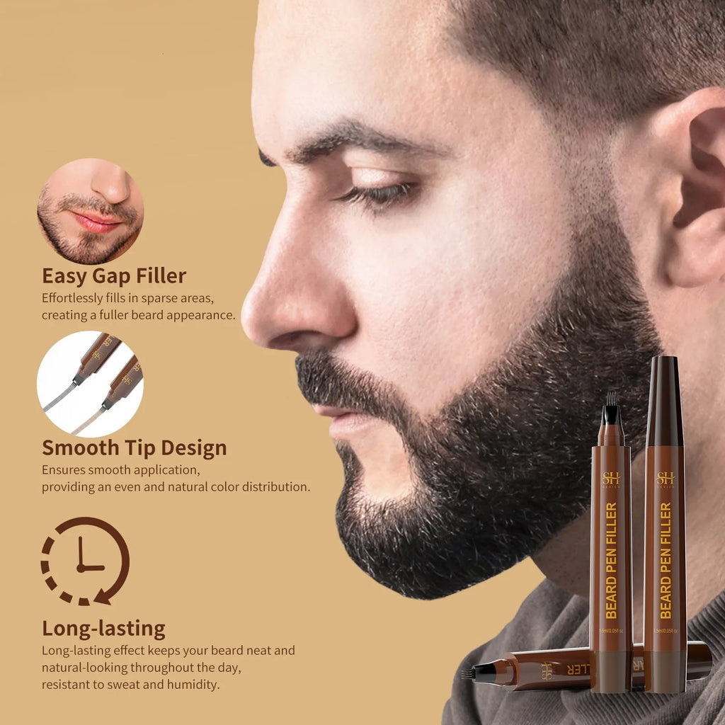 Men's sweatproof waterproof beard eyebrow pencil in black and dark brown shades