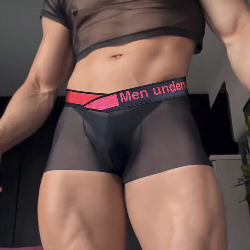 Men's low waist underwear with gradient laser print in breathable nylon modal fabric