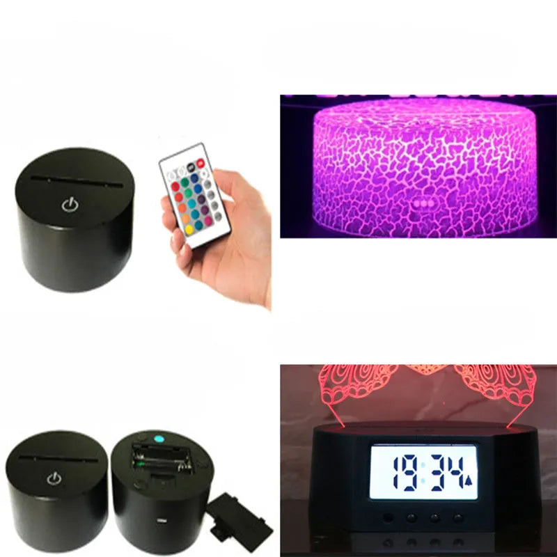Shark shaped 3D LED table lamp with colourful lighting on a square black ABS base.