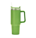 40oz stainless steel insulated cup in blue with handle and lock catch lid on a white background
