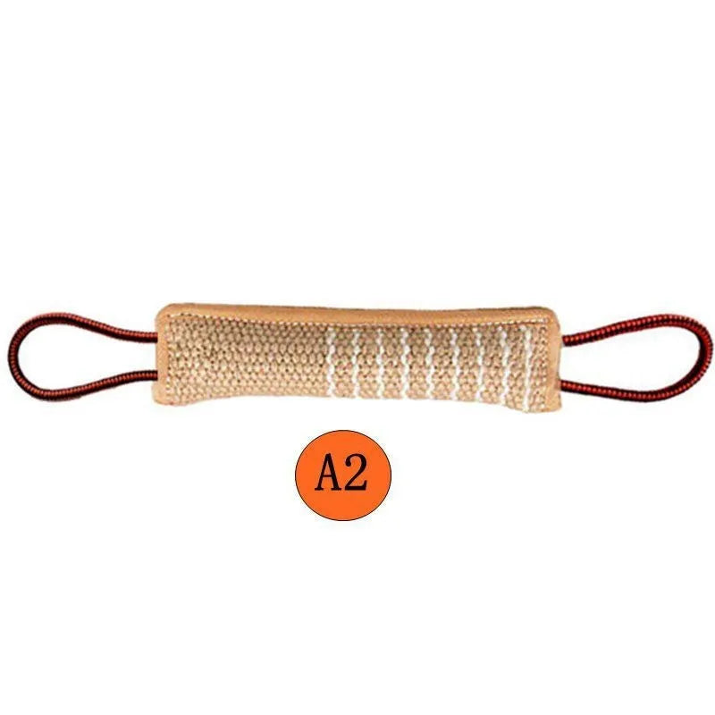 30cm coarse hemp dog biting stick in yellow colour for training and teething