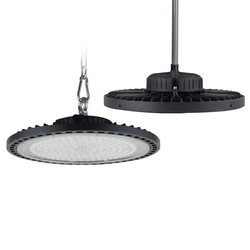 Waterproof UFO-shaped pendant lamp for industrial warehouse and factory lighting, white finish
