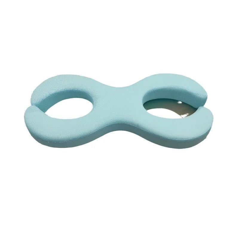 Cylindrical cervical traction pillow in cooling blue with memory foam core