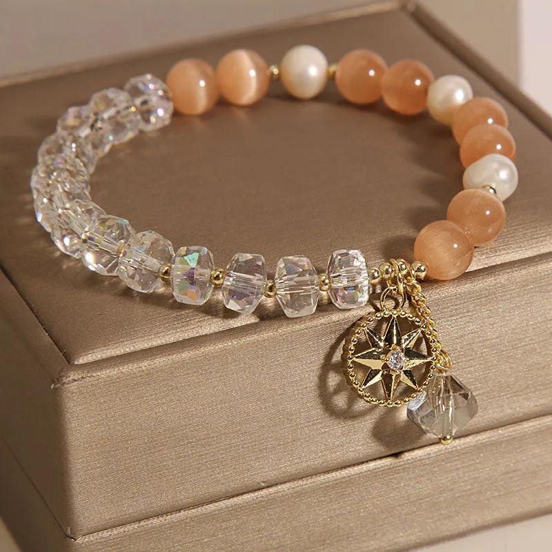 Orange Eight Awn Star bracelet for women with gold-plated inlay and artificial gemstone accents