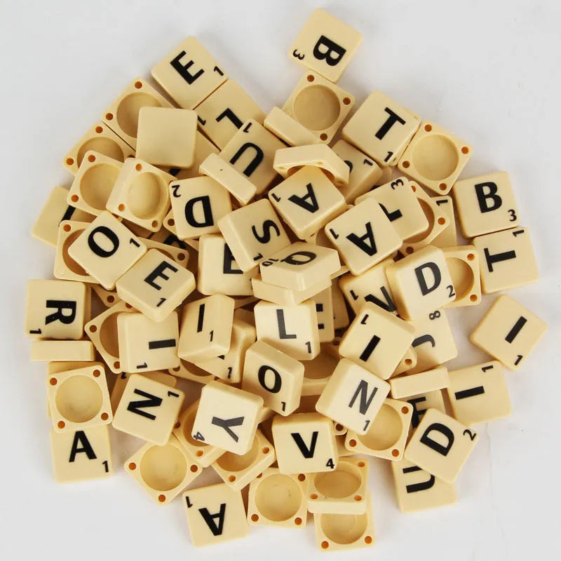 Scrabble English board game with paper chessboard and plastic tiles in colour 6680E