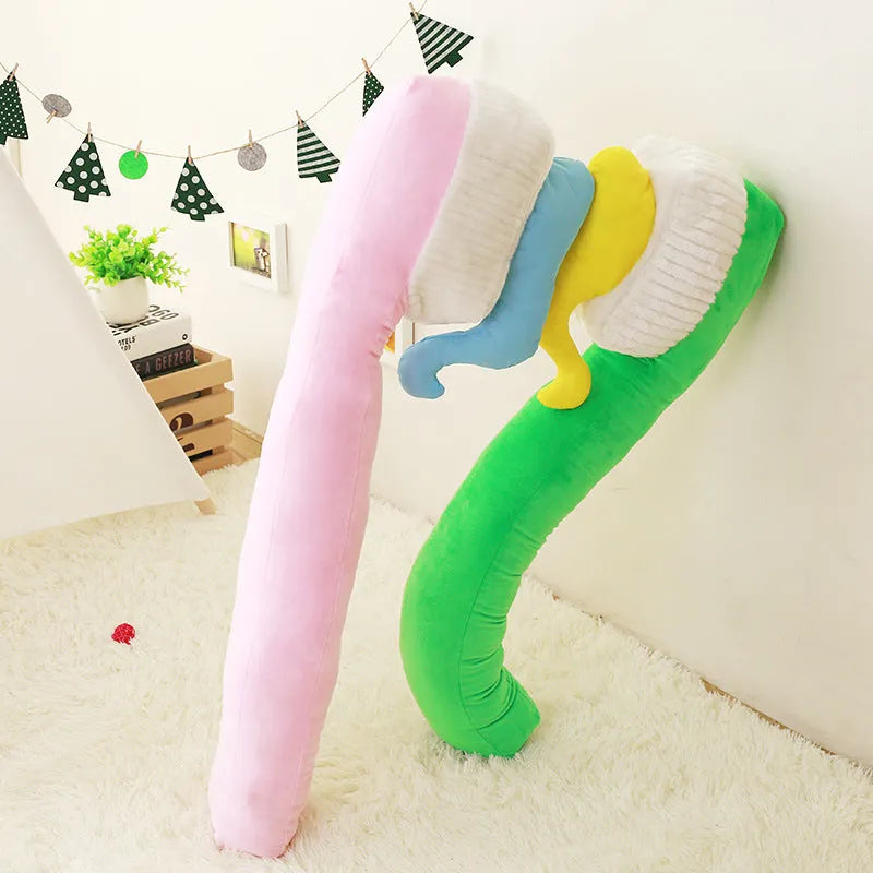 Cartoon toothbrush pillow plush toy photo prop in green yellow pink blue 90cm height