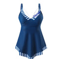 Plus size green quick-dry polyester bikini with halterneck top and briefs.