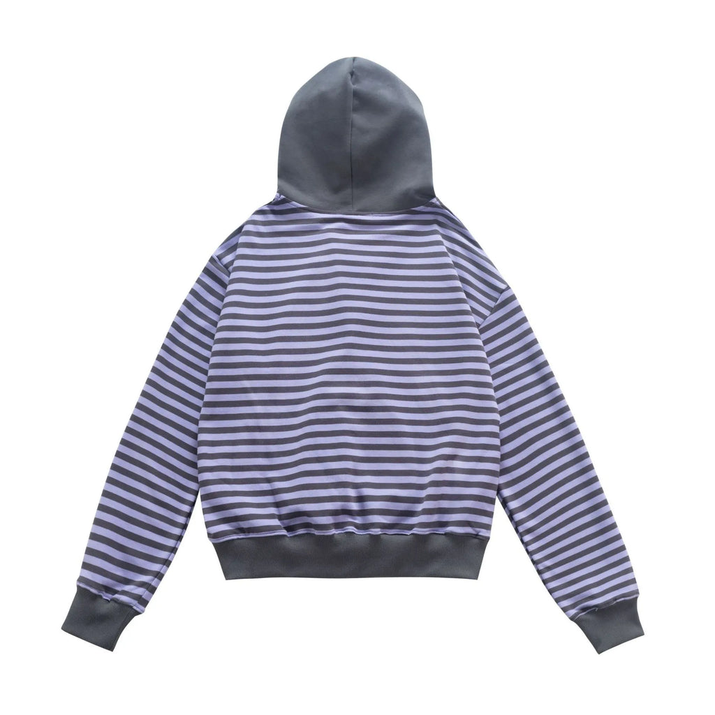 Women's short cotton cardigan coat with oblique zipper, long sleeves, in gray, autumn wear