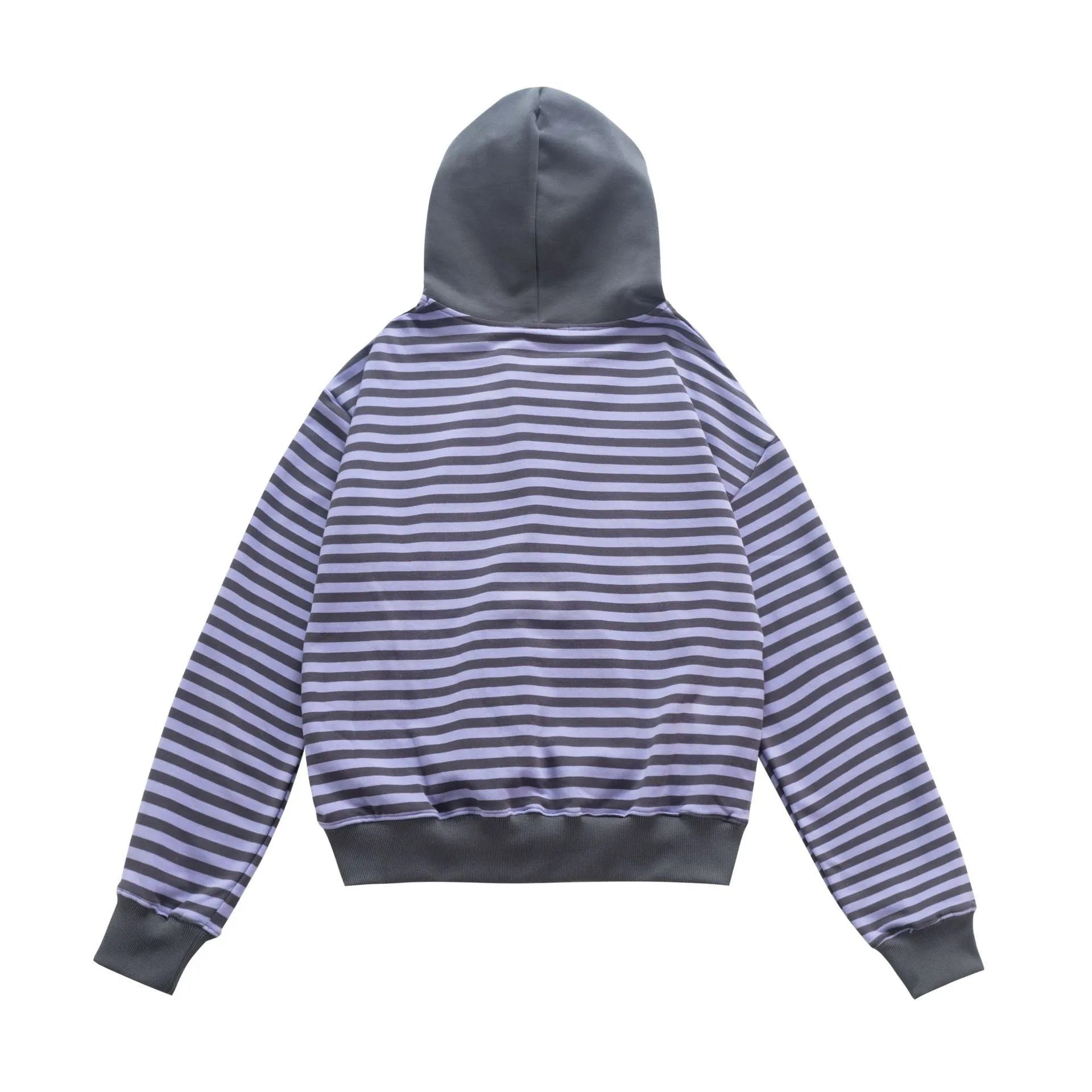Women's short cotton cardigan coat with oblique zipper, long sleeves, in gray, autumn wear