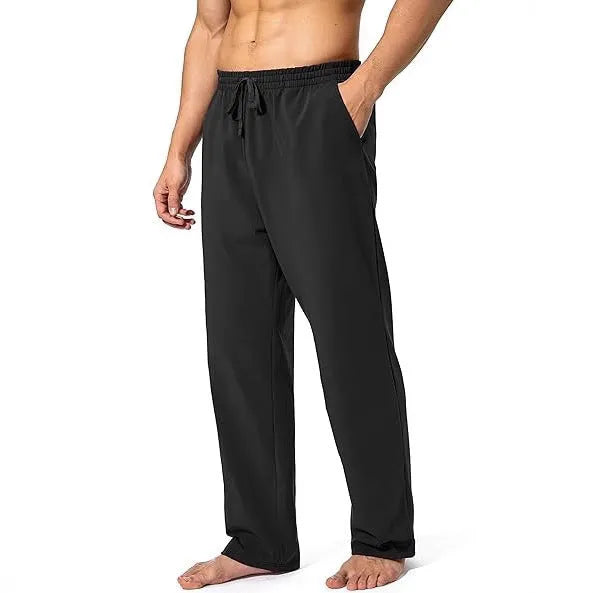 Men's loose casual trousers in quick-drying polyester available in dark grey, light grey, black and navy blue