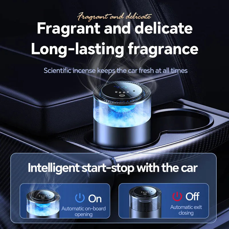Car aromatherapy diffuser cloud mist air freshener with rechargeable battery and intelligent mode for RVs trucks sedans