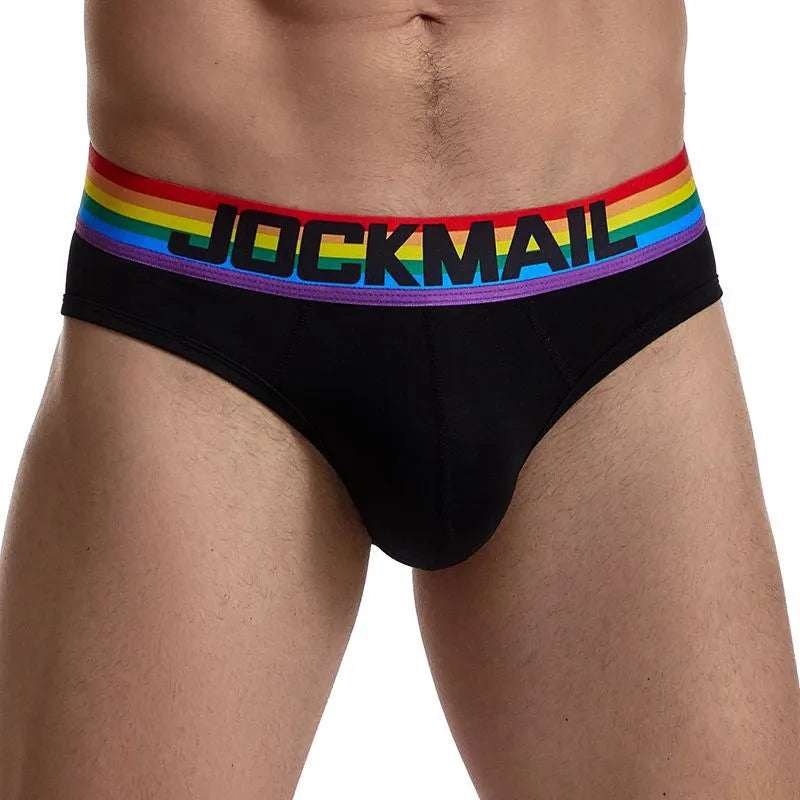Men's low rise nylon briefs in solid colour black, breathable sheer underwear with transparent fabric