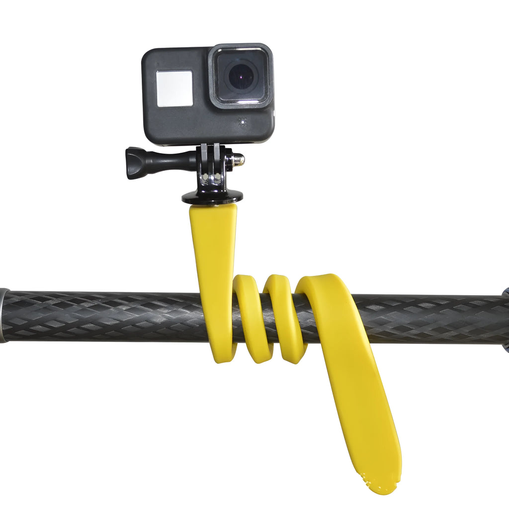 Silicone Bluetooth remote control selfie stick with snake soft stand, 57cm, black white yellow colours