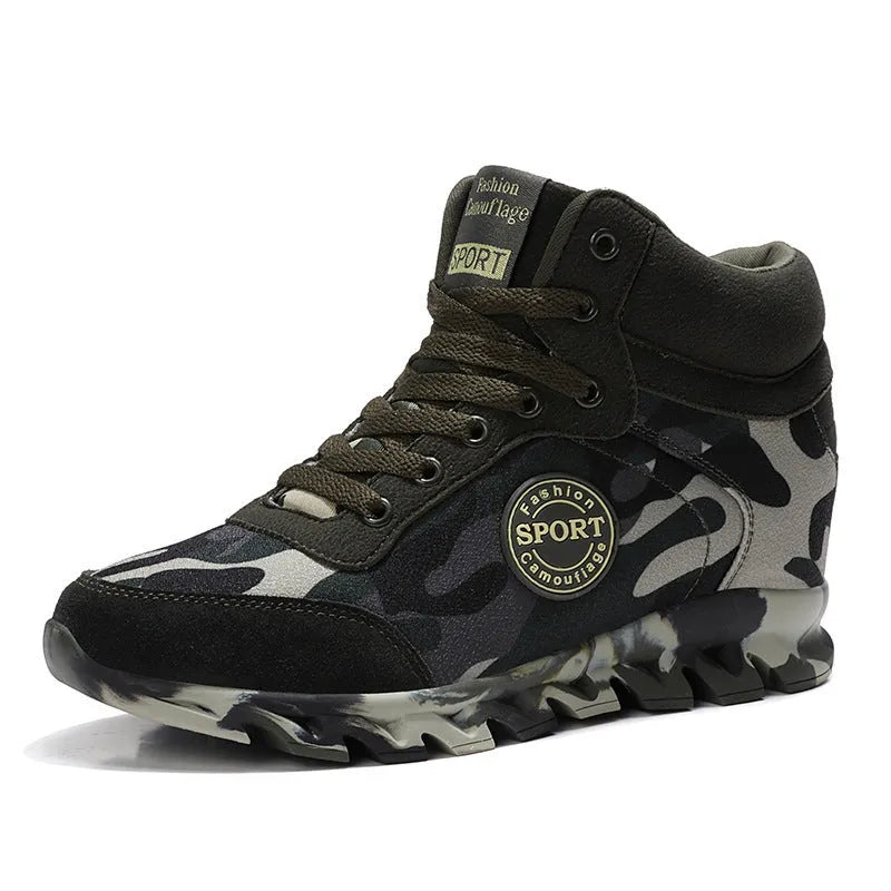 Green camouflage canvas sneakers with rubber soles for women, casual footwear