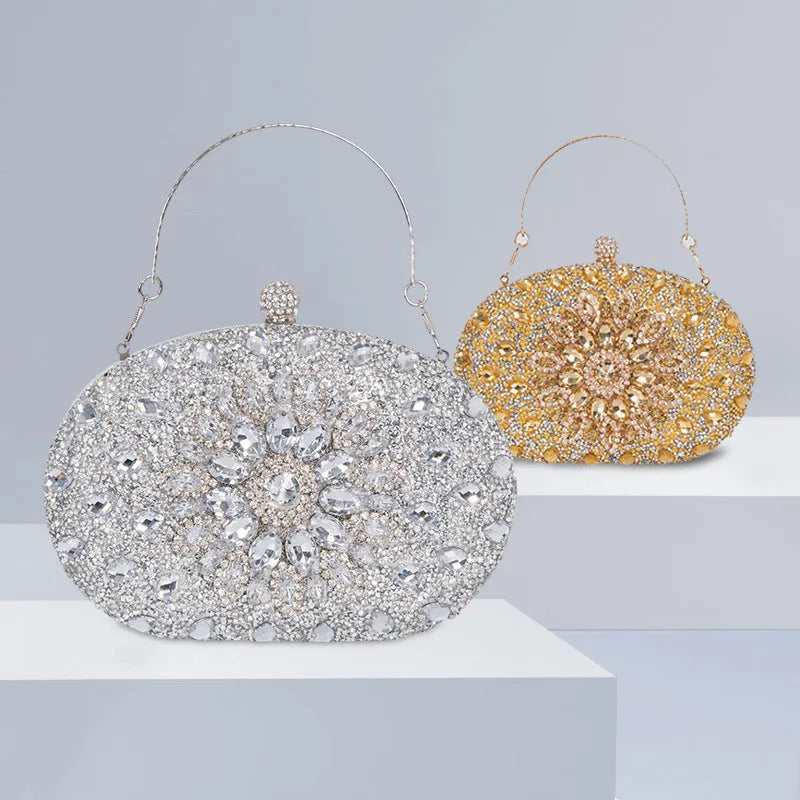 Retro banquet women's handbag with rhinestone decorations in multiple colour options